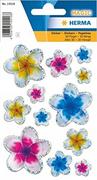 Etykiety do drukarek - HERMA 15516 naklejki 3D dla dzieci, kwiaty letnie (12 naklejek, folia, błyszcząca), samoprzylepne, z motywem permanentnym, etykiety dla dziewcząt i chłopców, kolorowe - miniaturka - grafika 1