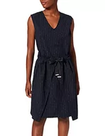 Sukienki - Libertine Libertine Damska sukienka w paski bez rękawów z paskiem do wiązania i zakładką w piwnicy, Niebieski (Dark Navy Stripe 4), M - miniaturka - grafika 1