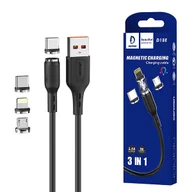 Kable USB - Kabel Usb 3W1 Denmen Czarny D18E Magnetyczny - miniaturka - grafika 1