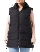 Kamizelki damskie - Noisy may Damska kamizelka pikowana NMNEW Aurora Hood Vest NOOS Curve, czarna, 52, czarny, 52 - miniaturka - grafika 1