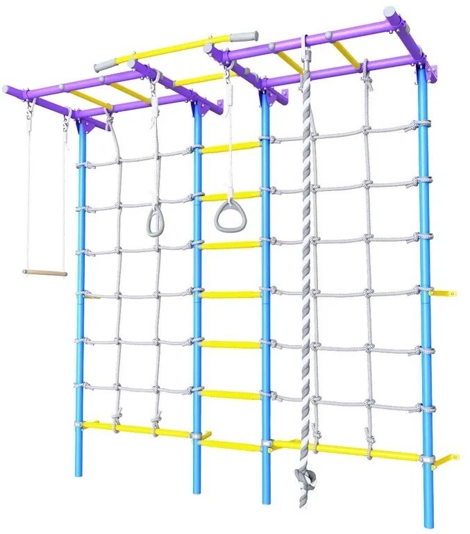 MAŁPISZON Drabinka gimnastyczna Kometa Next-5 Dual fioletowa Lina Kółka 225 cm