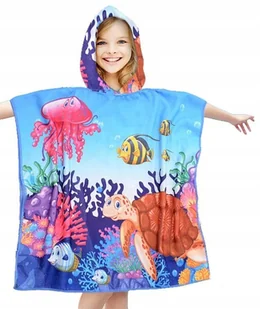 PONCZO PLAŻOWE DLA DZIECI Z KAPTUREM 60 X 90 CM RĘCZNIK KĄPIELOWY BASENOWY - Okrycia kąpielowe dla dzieci - miniaturka - grafika 1