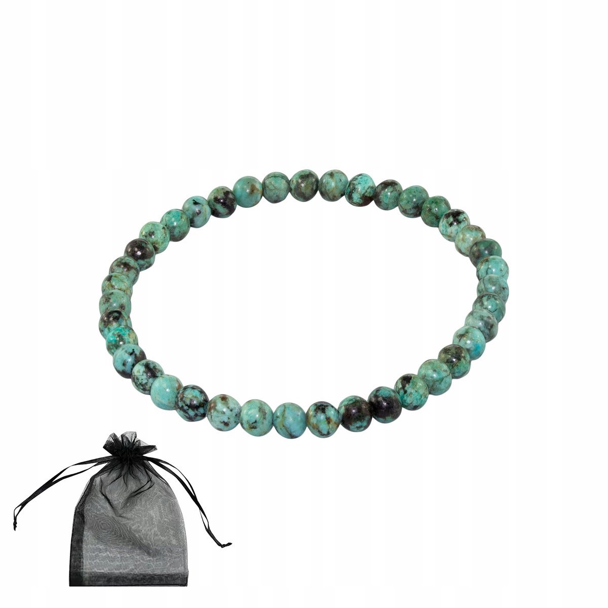 Bransoletka z naturalnego turkusu afrykańskiego gładkie kule gumka 18cm