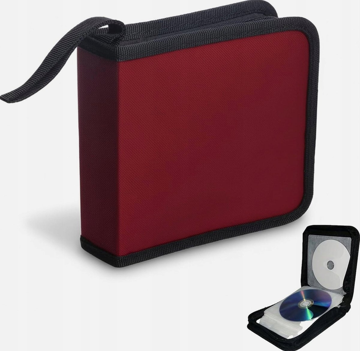 PŁYT 40 ETUI POKROWIEC ORGANIZER NOŚNIK NA DYSKI CZERWONY NYLON