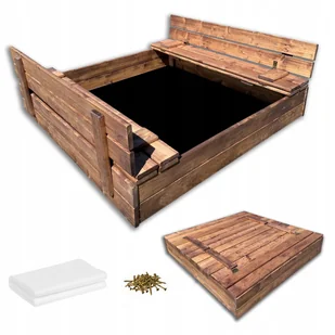 PIASKOWNICA DREWNIANA IMPREGNOWANA MALOWANA ZAMYKANA 120x120cm - Place zabaw PIASKOWNICA DREWNIANA IMPREGNOWANA MALOWANA ZAMYKANA 120x120cm - Place zabaw - miniaturka - grafika 1