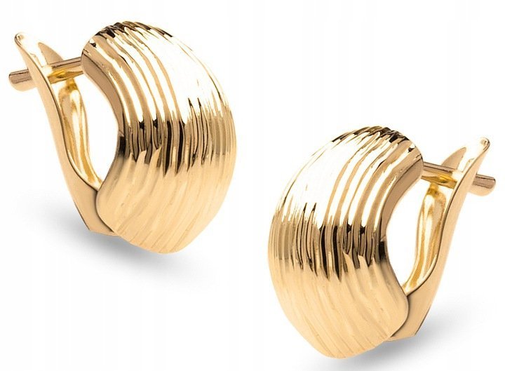 Złote Subtelne Kolczyki Angielskie Muszelki 14Kt 585