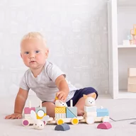 Zabawki zręcznościowe - Bigjigs Toys Pociąg Dla Dzieci Drewniane Klocki - miniaturka - grafika 1
