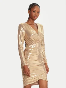 Fracomina Sukienka koktajlowa FQ25WD1006W59501 Złoty Slim Fit - Sukienki - miniaturka - grafika 1