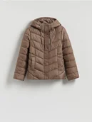 Kurtki damskie - Reserved - Pikowana kurtka z kapturem - brązowy - miniaturka - grafika 1