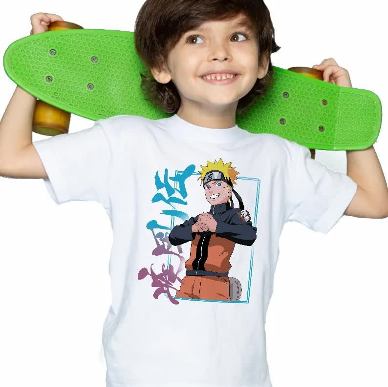 KOSZULKA BAWEŁNIANA DZIECIĘCA BIAŁA DLA FANA ANIME MANGA NARUTO WZORY - 158