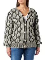 Swetry damskie - NAEMI Damski kardigan 10425116-NA01, wełniany biały czarny, XS/S, wełniany biały czarny, XS-S - miniaturka - grafika 1