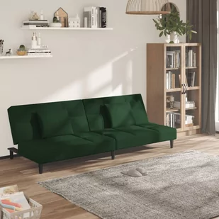 2-osobowa kanapa, 2 poduszki, ciemnozielona, aksamitna Lumarko! - Sofy i kanapy - miniaturka - grafika 1