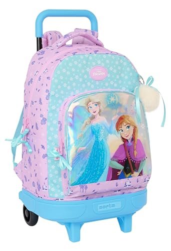 Safta Frozen Cool Days - duży plecak na kółkach, kompaktowy, zdejmowany, idealny dla dzieci w różnym wieku, wygodny i wszechstronny, jakość i wytrzymałość, 33 x 22 x 45 cm, fioletowy/błękitny,
