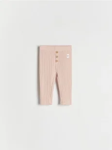 Reserved - Dzianinowe legginsy w prążek - pastelowy róż - Komplety dla niemowląt - miniaturka - grafika 1