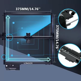 LONGER RAY5 20W Laser Engraver, 0.08*0.1mm Laser Spot, Color Touchscreen, 32-Bit Chipset, APP Connection, 375*375mm - Grawerowanie i akcesoria - miniaturka - grafika 2