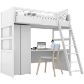 Łóżka dla dzieci i młodzieży - Łóżko na antresoli z szafą, biurkiem i drabinką SIMONE S3D - miniaturka - grafika 1