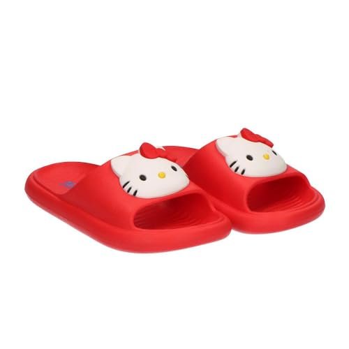 Eva Hello Kitty japonki dla chłopców i dziewcząt - antypoślizgowe sandały plażowe Hello Kitty dla dzieci, wygodne i lekkie klapki na basen, lato i do codziennego użytku, Czerwone, 28/29 EU
