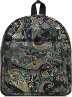 Torebki damskie - Paolo Peruzzi Skórzany Plecak Damski Miejski Elegancki Średni ze skóry naturalnej czarny w orientalne wzory - miniaturka - grafika 1