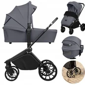 Wózki dziecięce - Wózek 2w1 GONDOLA SPACERÓWKA PRZÓD TYŁ AiryDots DUŻE KOŁA Lionelo Mika Plus - miniaturka - grafika 1