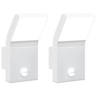 Lampy ogrodowe - vidaXL Zewnętrzne kinkiety LED z czujnikami, 2 szt., białe, aluminium - miniaturka - grafika 1