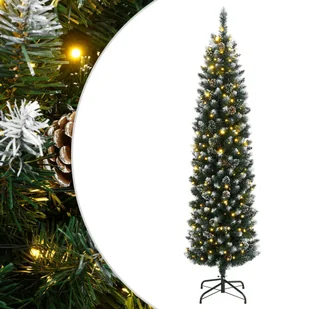 vidaXL Sztuczna, smukła choinka, 150 lampek LED, 150 cm - Choinki - miniaturka - grafika 1