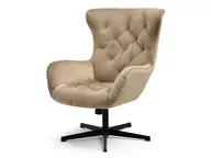 Fotele - ELEGANCKI FOTEL WYPOCZYNKOWY ARON BEŻ NA CZARNEJ PODSTAWIE - miniaturka - grafika 1