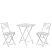 Meble ogrodowe - Beliani Zestaw mebli balkonowych drewniany biały z poduszkami miętowymi FIJI 190218 - miniaturka - grafika 1