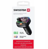 Transmitery FM - Swissten RGB Bluetooth FM Transmitteris 2x USB / USB-C - miniaturka - grafika 1