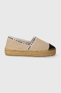 Love Moschino espadryle zamszowe kolor beżowy na platformie JA10553G0IIG0131 - Espadryle damskie - miniaturka - grafika 1