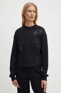 Bluzy damskie - Armani Exchange bluza bawełniana damska kolor czarny z nadrukiem 6DYM80 YJFZZ - miniaturka - grafika 1