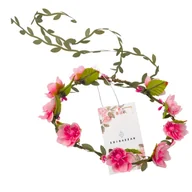 Ozdoby do włosów - Wianek Opaska do Włosów Różowy Na Głowę Róże KWIATY OZDOBA Stroik Boho - miniaturka - grafika 1