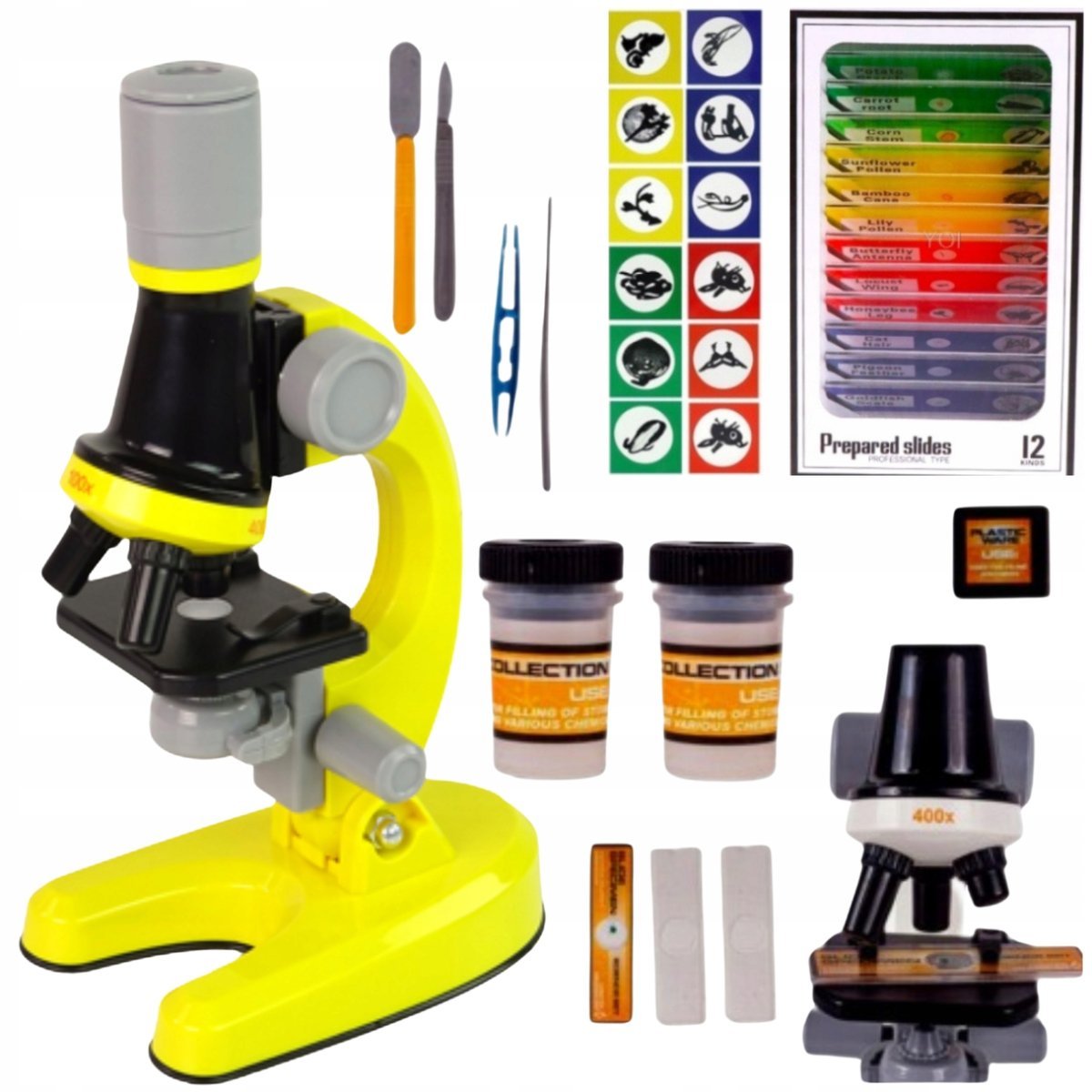 Mikroskop Dziecięcy Naukowy Dziecka Szkolny Zabawkowy ZESTAW 1200x PREZENT