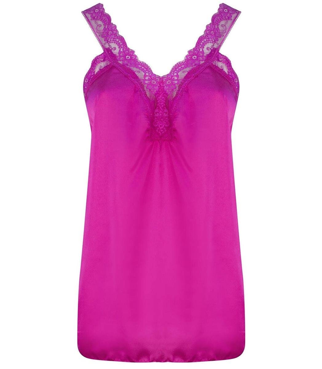 Satynowy długi top sexi koronka ramiączka-5XL/6XL