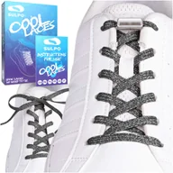 Akcesoria obuwnicze - Sznurówki bez wiązania z zapinkami mocne sport szare z brokatem - miniaturka - grafika 1