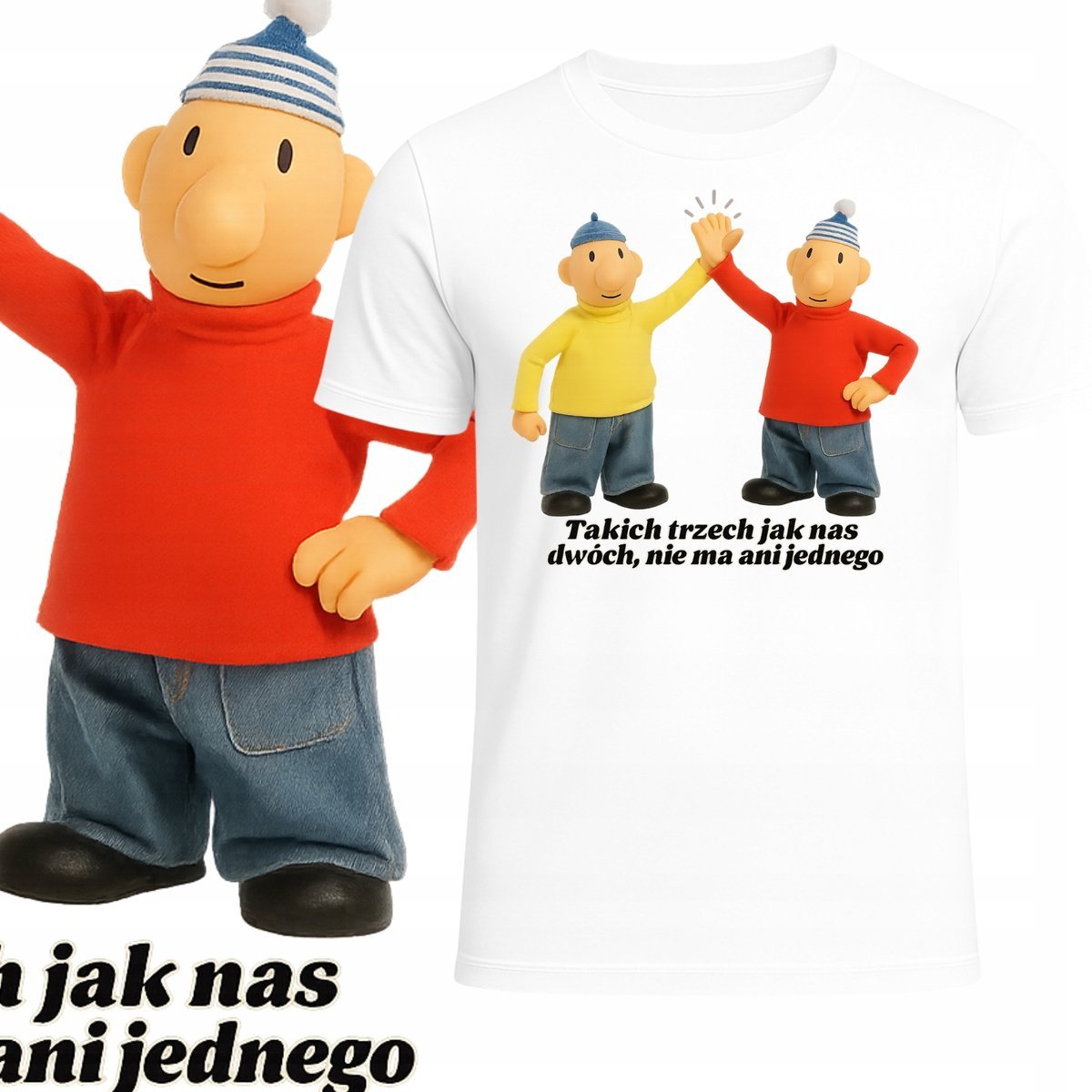 T-SHIRT MĘSKI KOSZULKA DO PRACY NADRUK SĄSIEDZI PAT I MAT PREZENT L