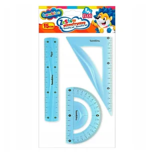 Bambino Zestaw Geometryczny Szkolny Flexi Do Szkoły 3 El. Linijka 15cm Ekierka Kątomierz - Przybory szkolne - miniaturka - grafika 1
