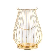 Świeczniki - Świecznik metalowy szprosowy 18 x 18 x 23 cm złoty - miniaturka - grafika 1