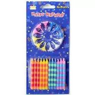 Urodziny dziecka - Świeczki urodzinowe w paski 24/12 4 kolory 6,3 cm BP560002A - miniaturka - grafika 1
