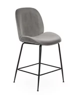 Taborety i hokery - Hoker Dori Black, szary, do kuchni, barowy, glamour, tapicerowany, z oparciem - miniaturka - grafika 1