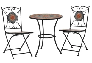3-cz. szaro-pomarańczowy ceramiczny zestaw mebli bistro Z9-F12 - Meble ogrodowe - miniaturka - grafika 1