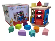 Zabawki interaktywne dla dzieci - Inteligenta Drewniana Układanka Montessori Sorter Geometria Wzory Liczydło - miniaturka - grafika 1