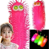 Zabawki zręcznościowe - ZABAWKA ANTYSTRESOWA SILIKONOWY GNIOTEK GĄSIENICA ŚWIECĄCY LED SENSORYCZNY - miniaturka - grafika 1