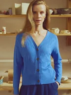 Swetry damskie - Niebieski uniwersalny kardigan damski - miniaturka - grafika 1