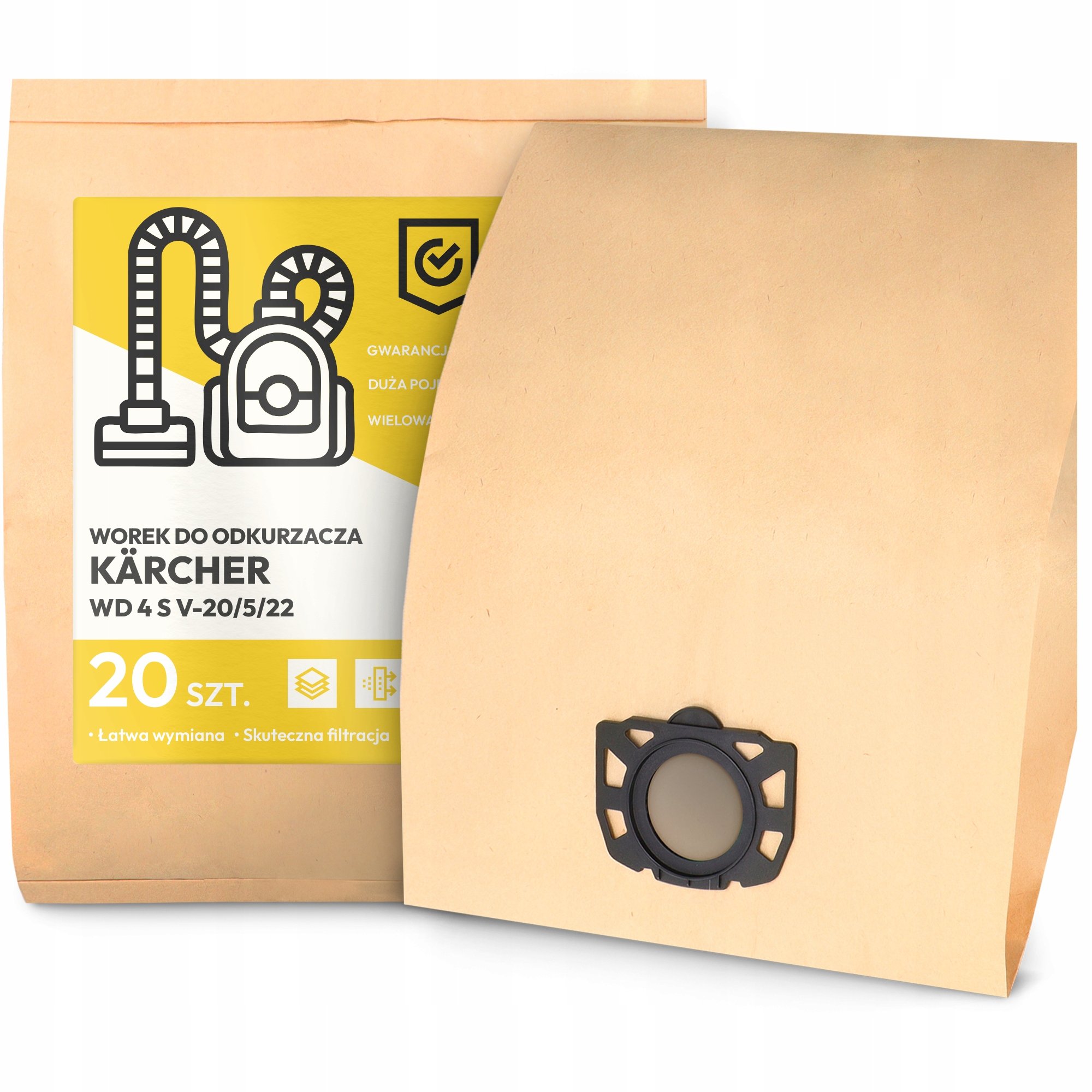 20x Worek do Odkurzacza Kärcher Wd 4 S V-20/5/22 Papierowy Duży Worki 2A-W