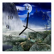 Zegary - Zegar szklany ścienny Góry księżyc Krajobraz - miniaturka - grafika 1