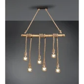 Lampy sufitowe - Trio Leuchten Wiejska lampa wisząca brązowa ze sznurkiem na 6 lamp - Tou - miniaturka - grafika 1