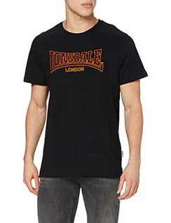 Koszulki męskie - Lonsdale męski wąski krój klasyczny top z długim rękawem, czarny, średni T-Shirt Classic - grafika 1