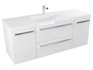 Szafka Wisząca Z Umywalką ATH 120 cm D - Biały Mat - Uchwyty Chromowane - Szafki łazienkowe - miniaturka - grafika 1