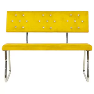 vidaXL Ławka, 110 cm, musztardowa, tapicerowana aksamitem vidaXL - Ławki do przedpokoju - miniaturka - grafika 1