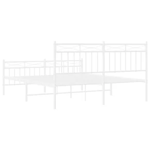 Metalowa rama łóżka z wezgłowiem i zanóżkiem, biała, 150x200 cm Lumarko! - Łóżka - miniaturka - grafika 8